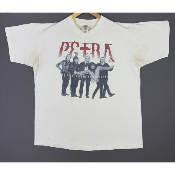 Vintage 1997 Petra Band Tee We Need Jesus Tour Concert White Promo Shirt Rare XL - Picture 1 of 16